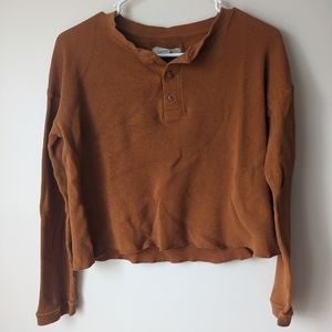 Everlane Cropped Henley Burnt Orange - Organic Cotton